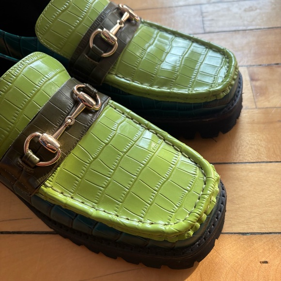 The Intentionally Blank Sz 9 HK-2 Croc Green Leather Loafer - Picture 3 of 11